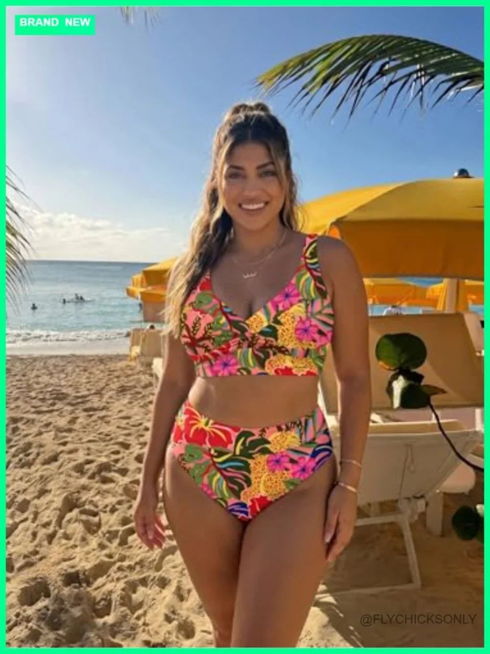 High Waisted Bikini Set Twist Front Floral Print Swimsuits 2 Piece
